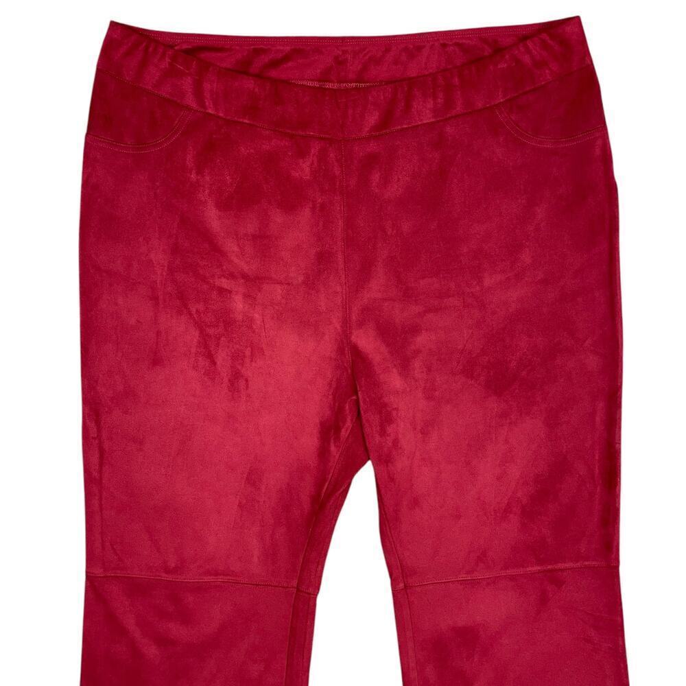 Soft Surroundings Faux Suede Pull On Bootcut Pants Moroccan Red XL Petite NEW - Picture 4 of 11